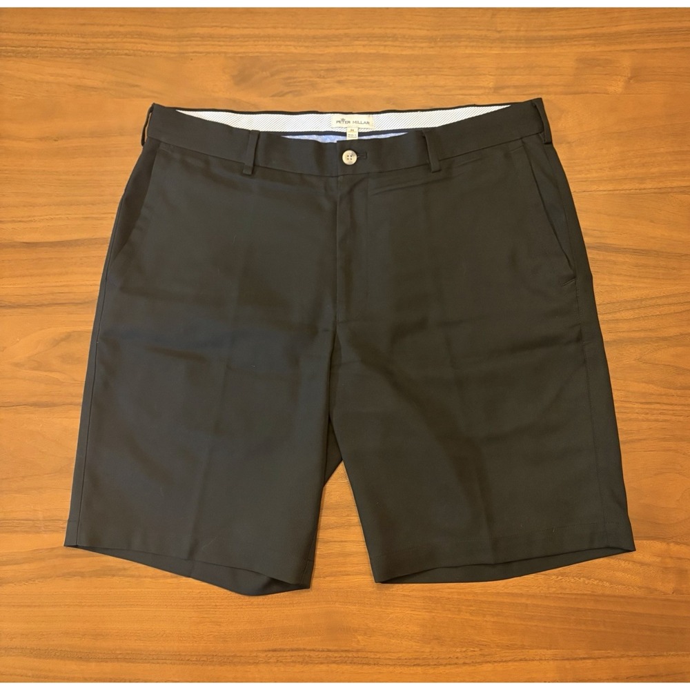 Peter Millar Crown Sport Salem Shorts Mens 34 *Fits 35 Black 9" Performance Golf